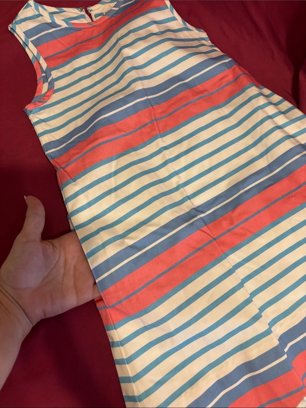 Classic Prep Girls Sleeveless Striped A-Line Dress in Blue, White & Pink